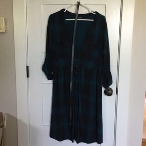 Torrid Teal/Blk Plaid Belted Shirtdress, Sz 0 (12)